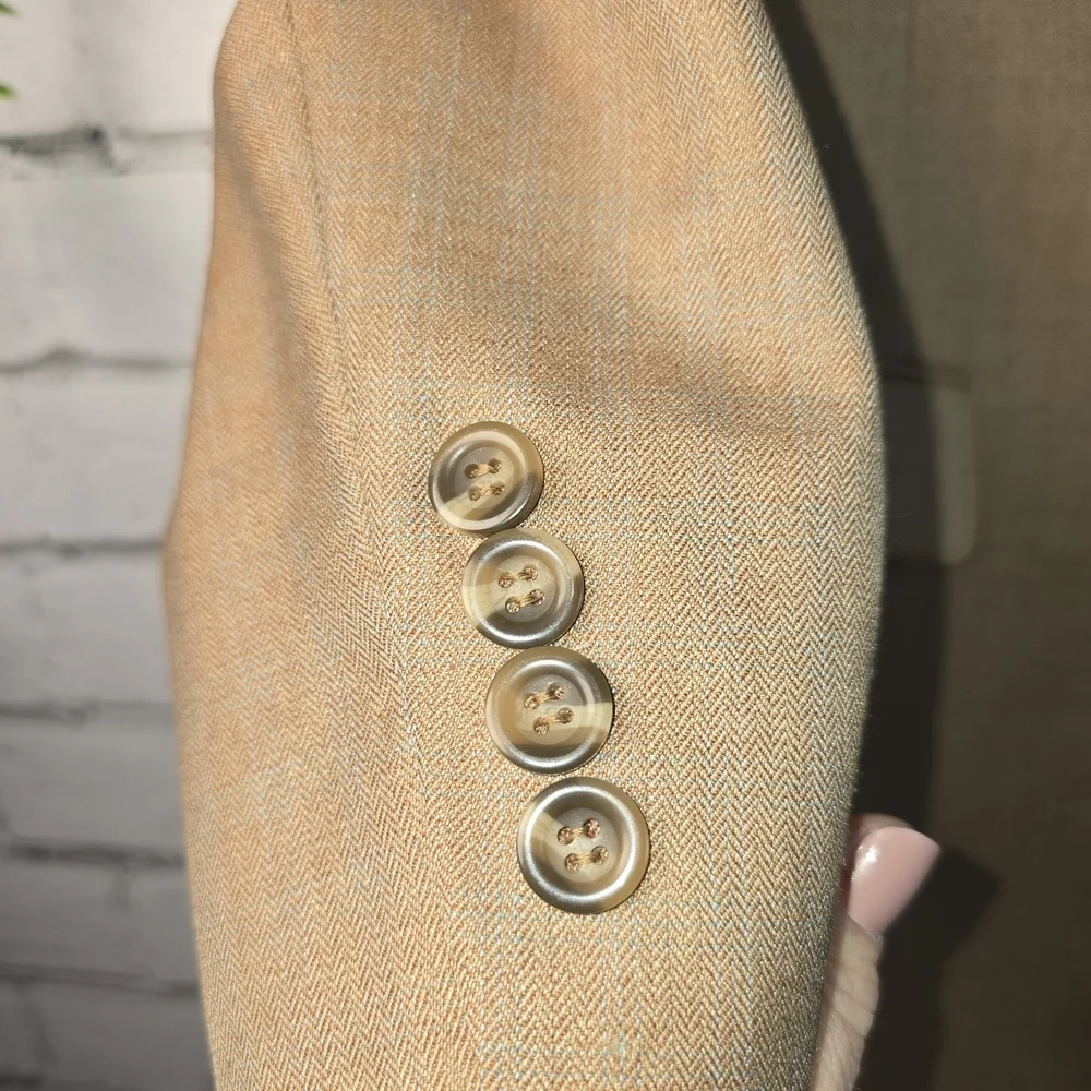 PRONTO MODA ITALIAN MADE 100% LAMBS WOOL TAN MENS BLAZER 42R PROFESSIONAL
